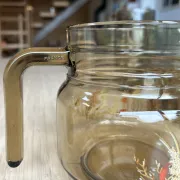 Large vintage orangeade service with smoky glass, country decor from the 70s - 14 pieces.