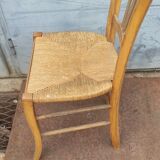 Chaise rustique paillée vintage art populaire