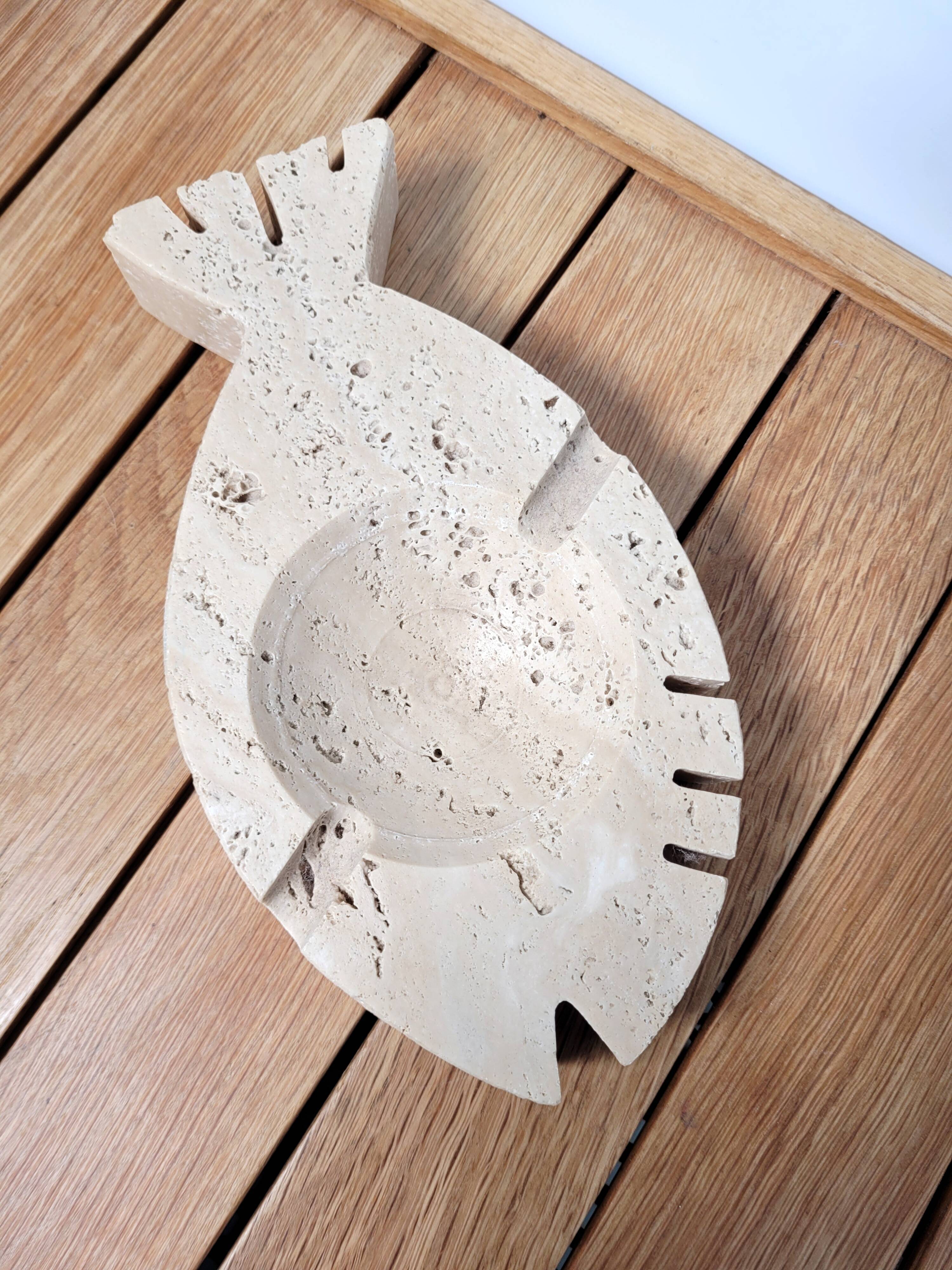 Empty ashtray travertine marble pocket 1970