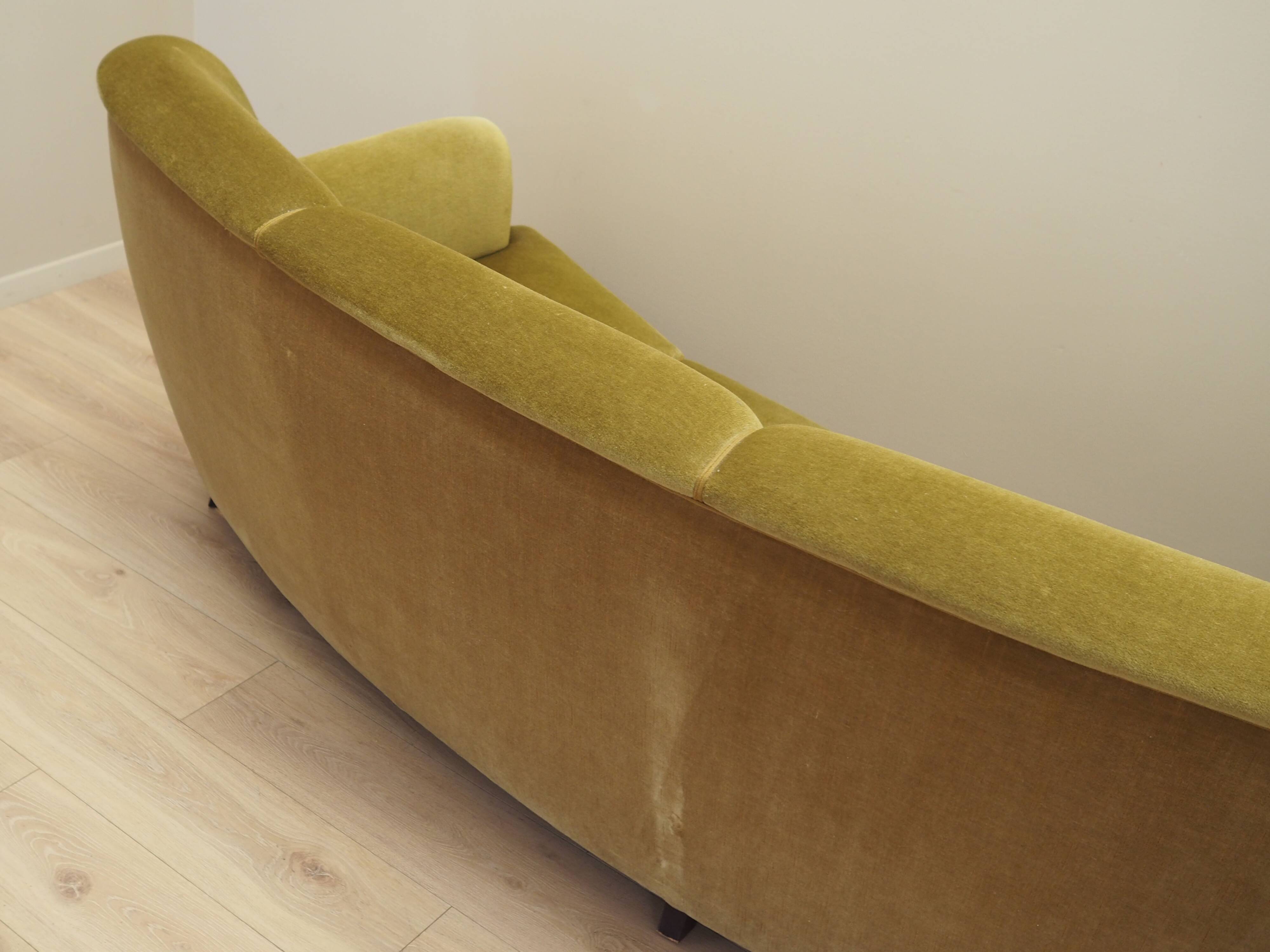 Green velour sofa, Danish design, 1960s, production: Denmark