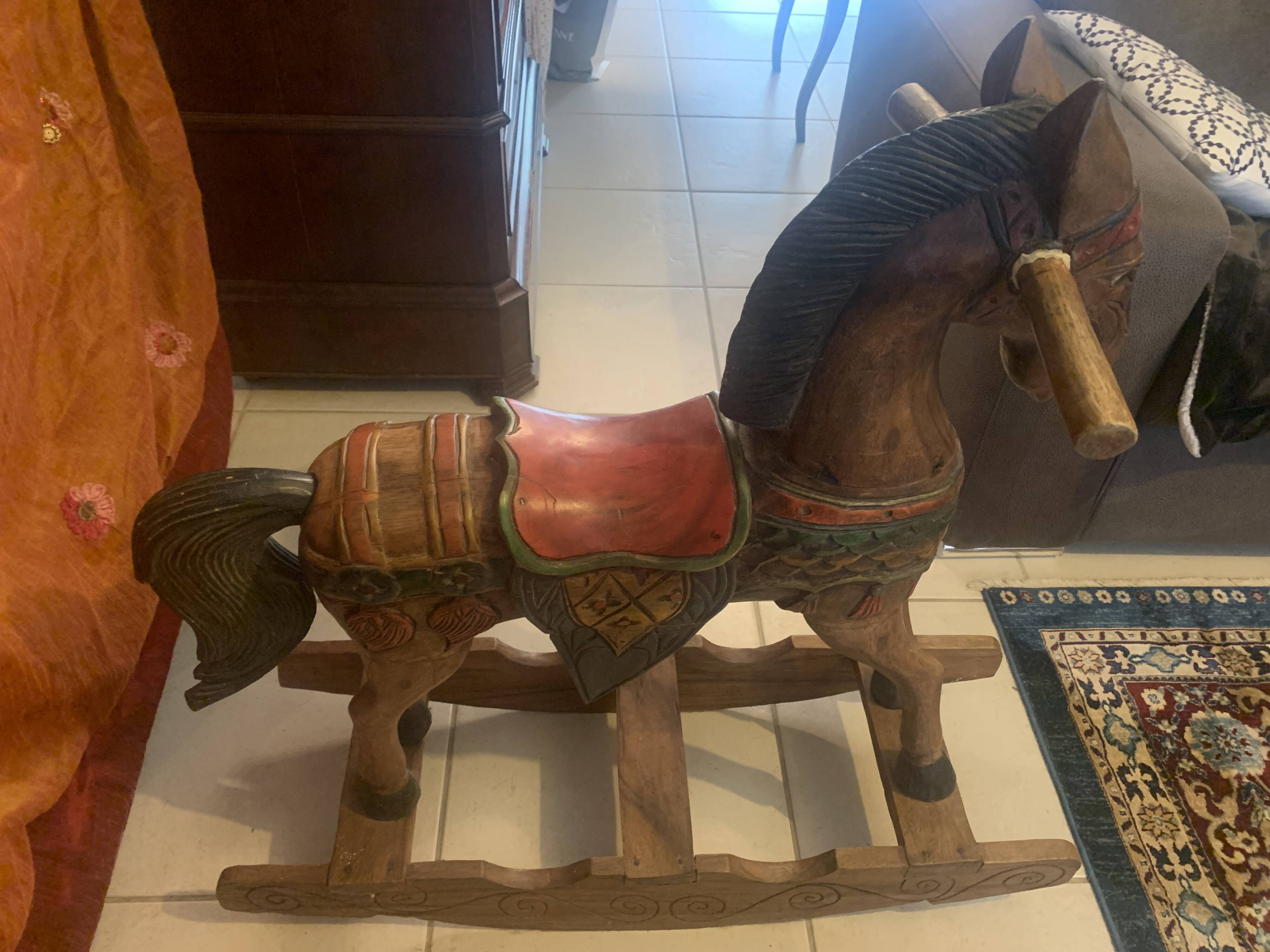 Exotic wood rocking horse