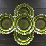 Set of 5 Provençal olive green plates