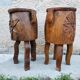 Pair of antique brutalist planters, Savoyard folk art