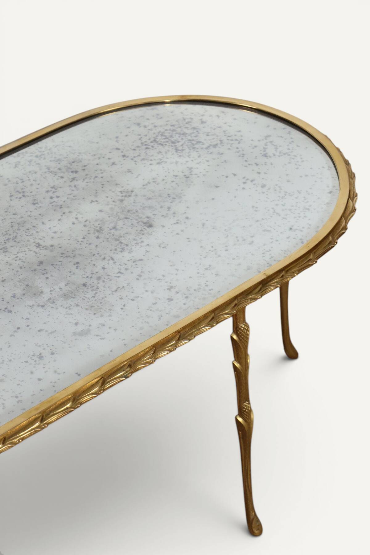 Maison Baguès coffee table in gilded bronze and aged mirror – 1950s