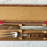 Duo of meat cutlery in solid wood 50s