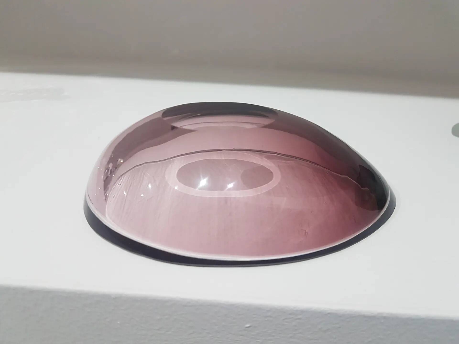 Decorative bowl, pink-purple, glass, designed by A. F. Gangkofner, Hessengl