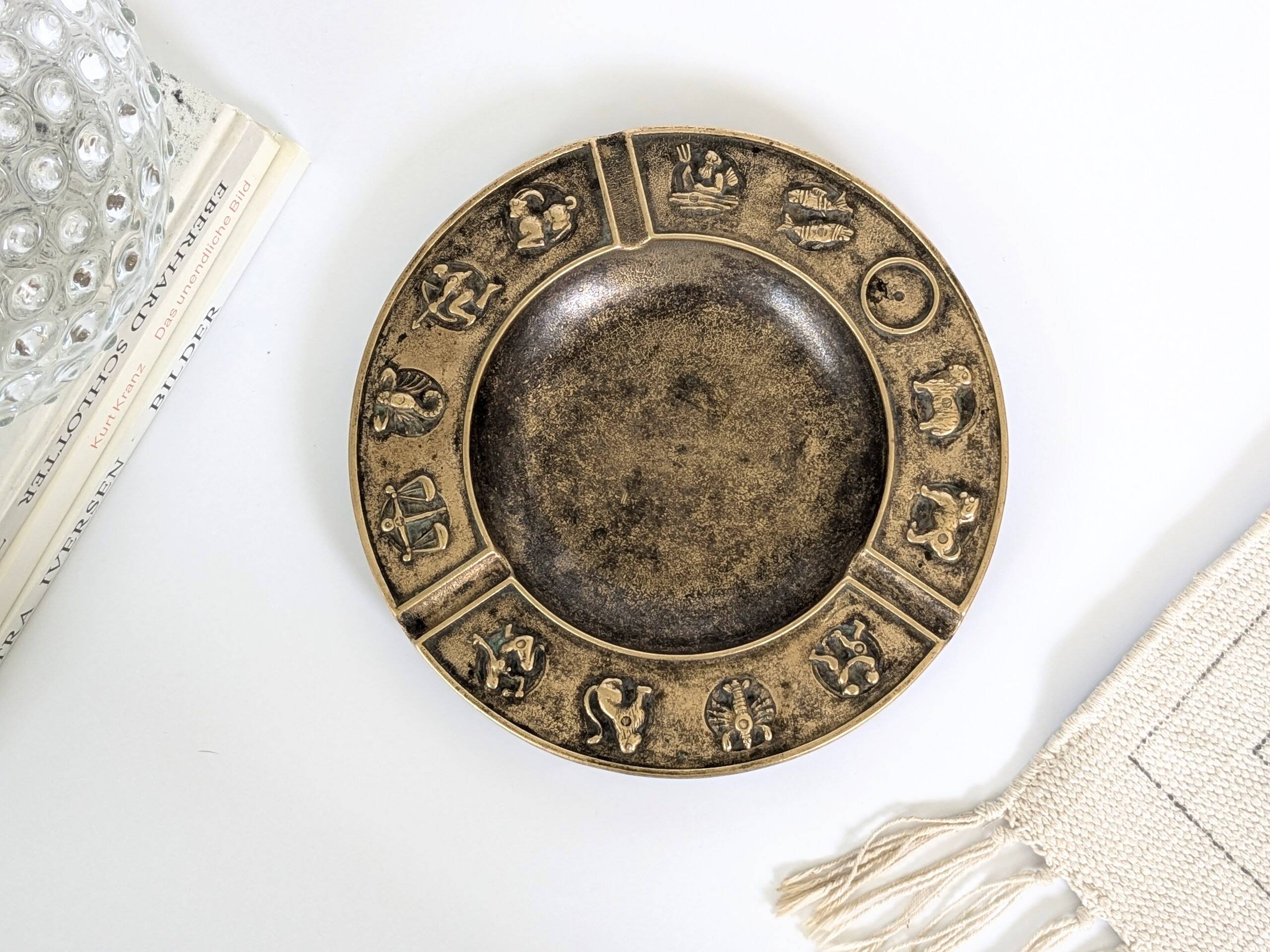 Large brass pocket emptier | Zodiac signs