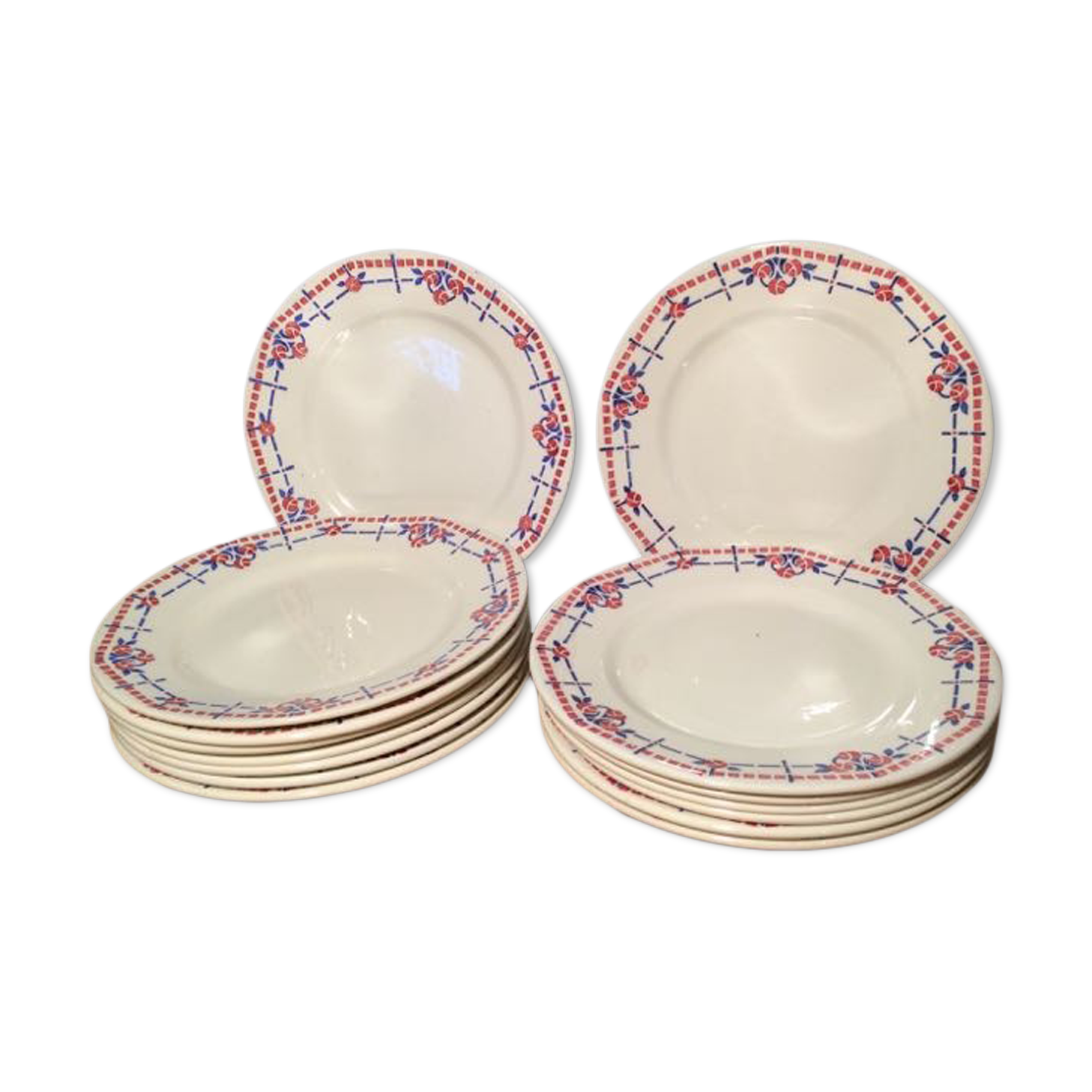 Large suite of 15 CM Paris dessert plates