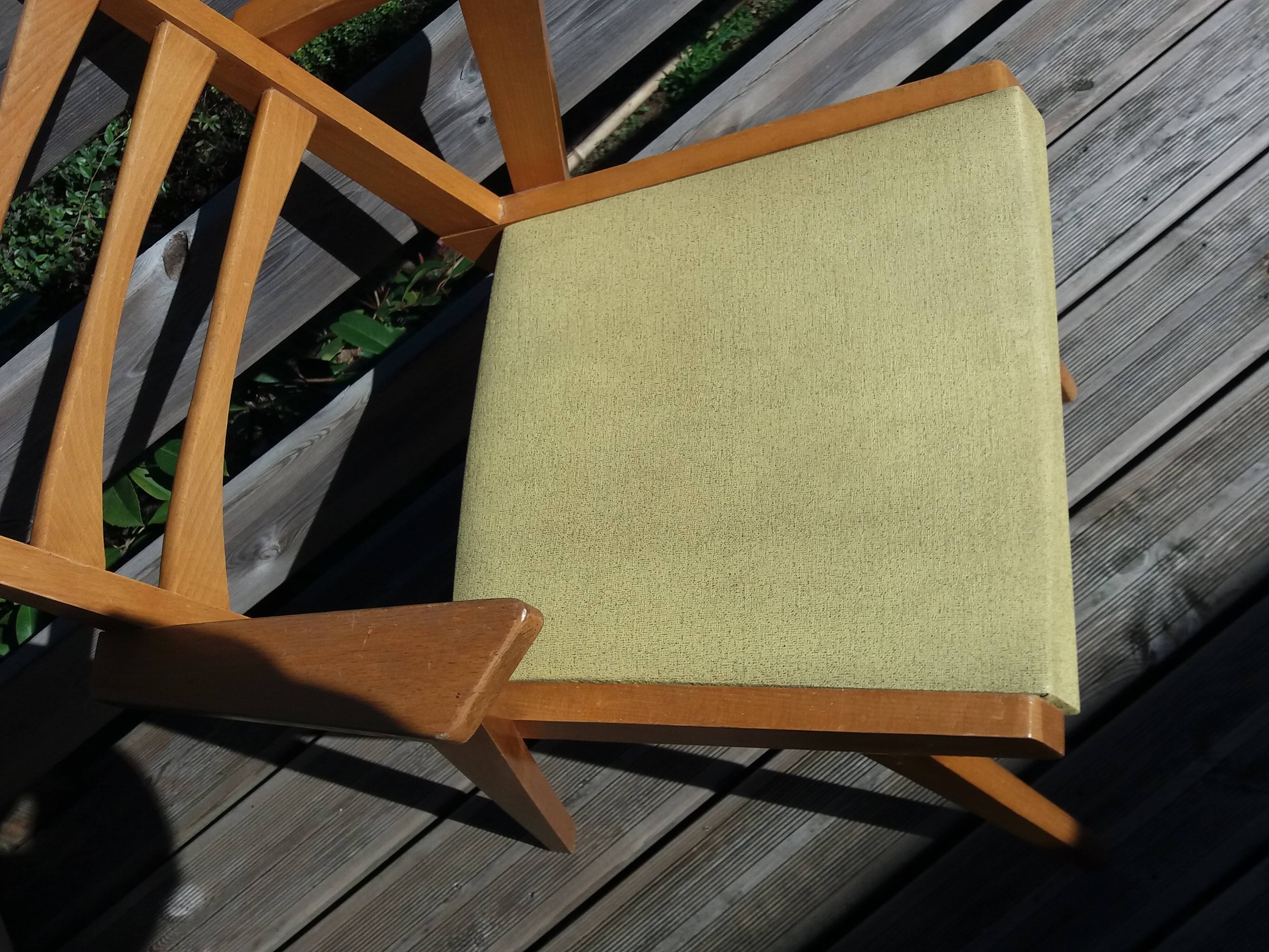 Bridge chair with armrests Scandinavian style yellow skaï