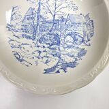 Set of two matching soup plates, one plain and one decorated