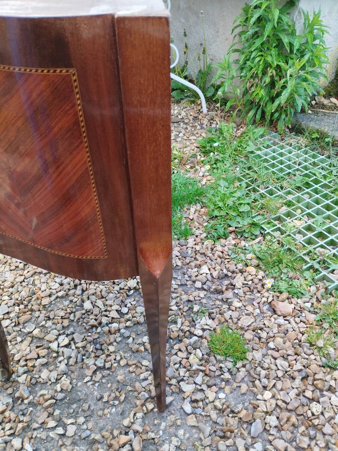 Commode ancienne marqueterie style louis xvi plateau marbre
