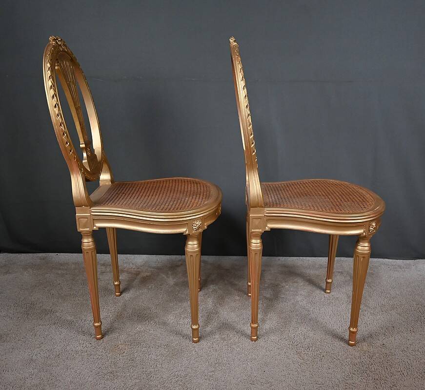 Paire de Chaises en Bois Doré, style Louis XVI – Début XXe