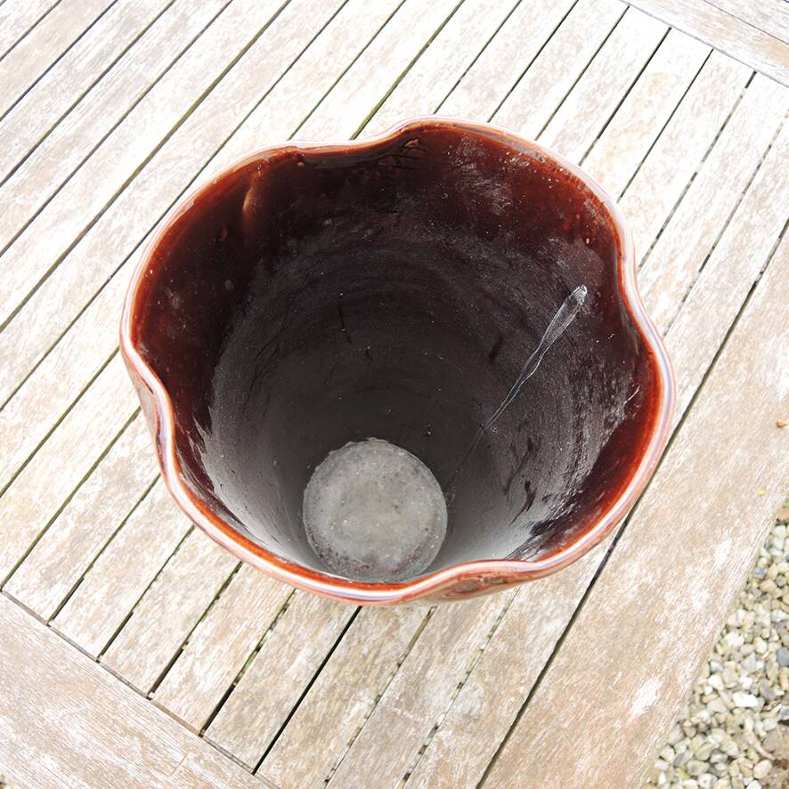 Old large brown ceramic vase from Vallauris