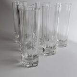 Transparent crystal flower-shaped drinking glasses, vintage 1980s Italy, set of 6 for water and long drinks