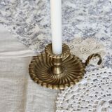 Vintage candle holder in gilded brass - Spiral shell style tray