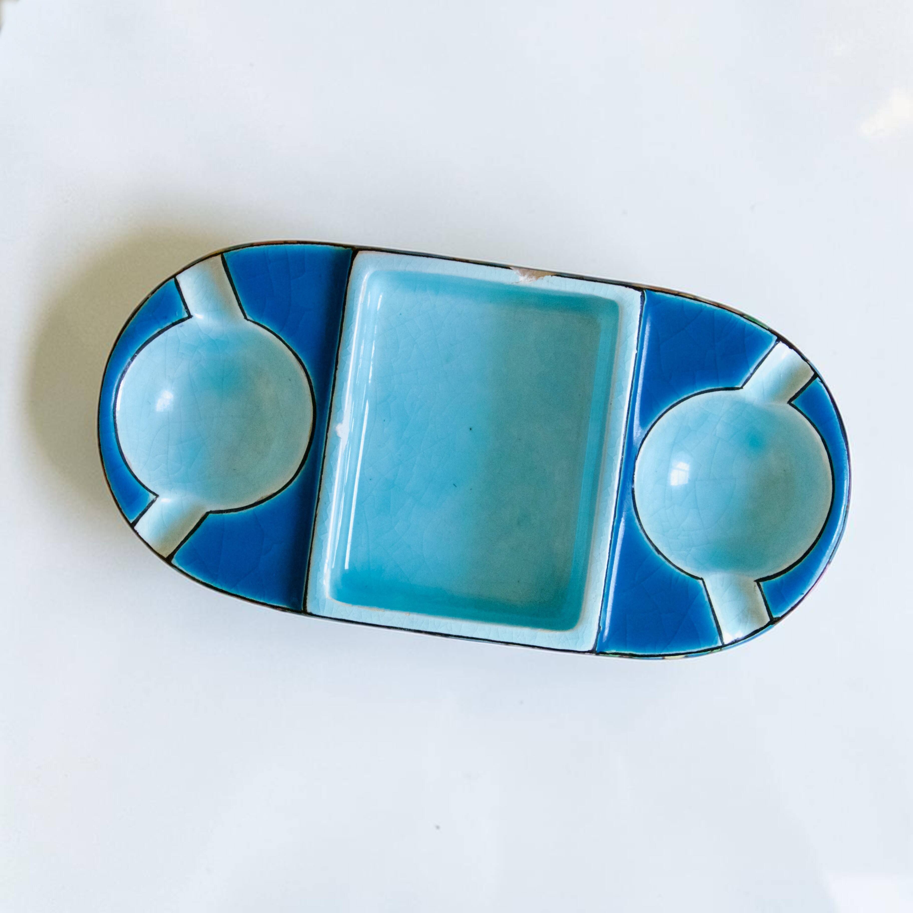 Necessary old ashtray in Longwy enamels
