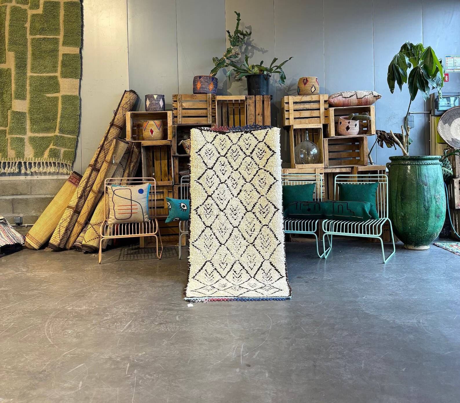 Vintage modern Moroccan Berber rug