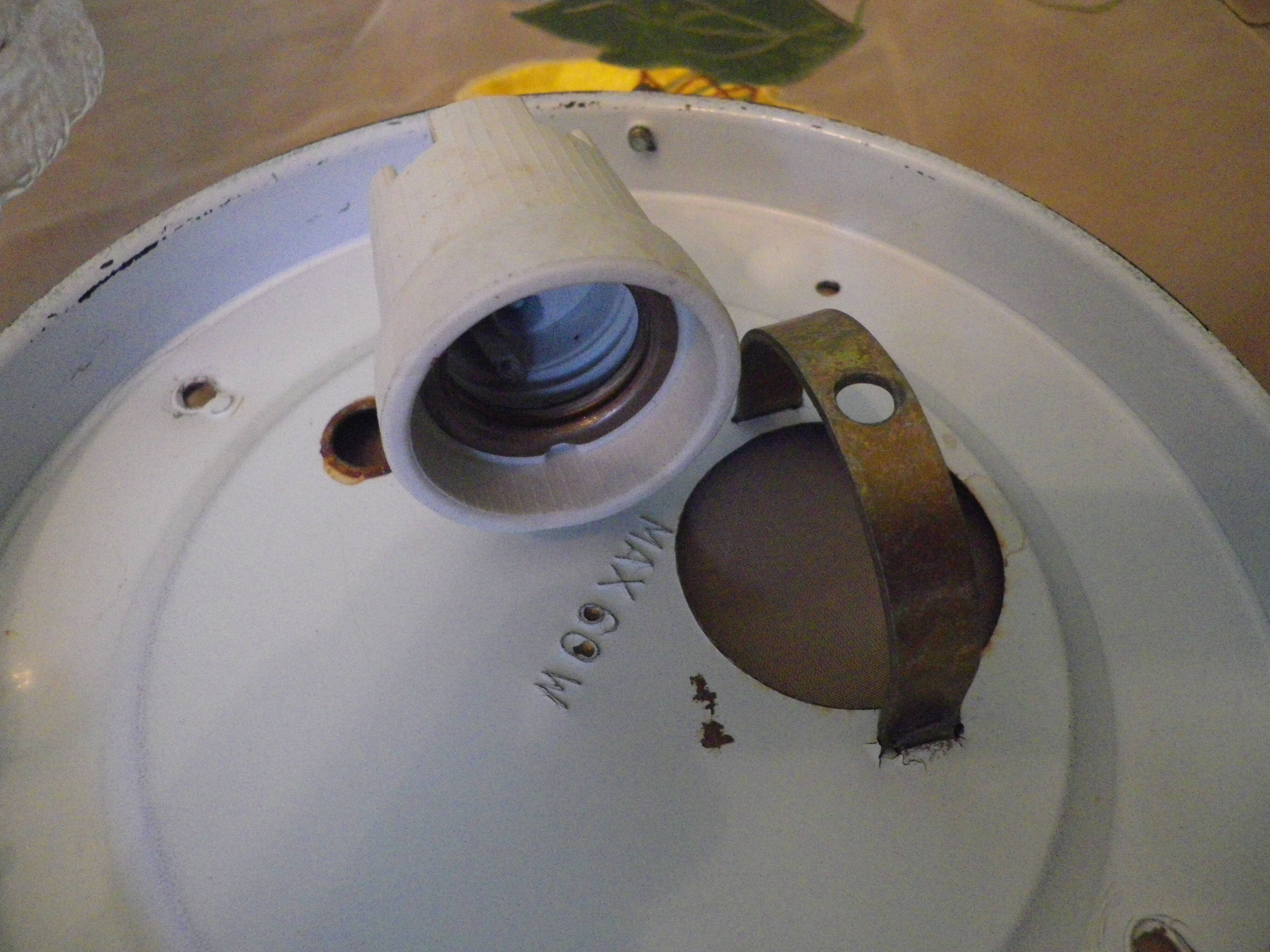 Pressed glass ceiling light, porcelain socket