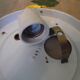 Pressed glass ceiling light, porcelain socket