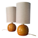 Paire de lampe boule bois chevet style scandinave 30 X 13.