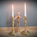 Duo of gilded carved candlesticks