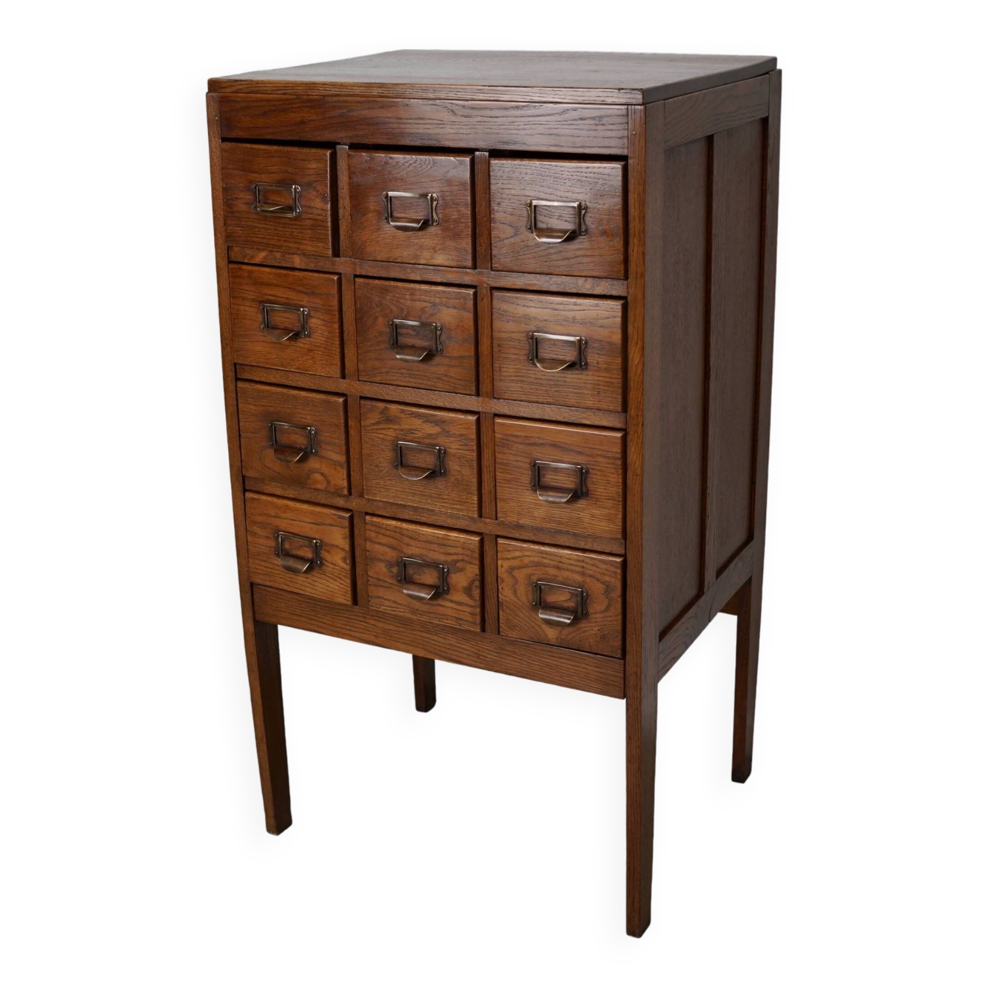 Antique Dutch Oak Apothecary Cabinet or Filing Cabinet, 1930s