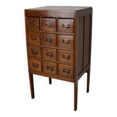 Cabinet d'Apothicaire ou Classeur Antique en Chêne, Pays-Bas, 1930s