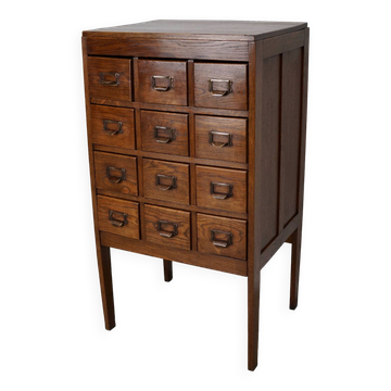 Cabinet d'Apothicaire ou Classeur Antique en Chêne, Pays-Bas, 1930s