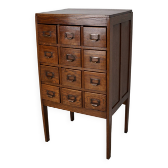 Antique Dutch Oak Apothecary Cabinet or Filing Cabinet, 1930s