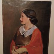 Tableau antique portrait féminin huile sur toile ennio pozzi (1893-1972)