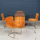 Ensemble de salle à manger italien vintage des années 20 en suede orange par willy rizzo c.1970