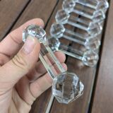 Ensemble de 6 anciens porte-couteaux en verre ou cristal à pointes de diamant