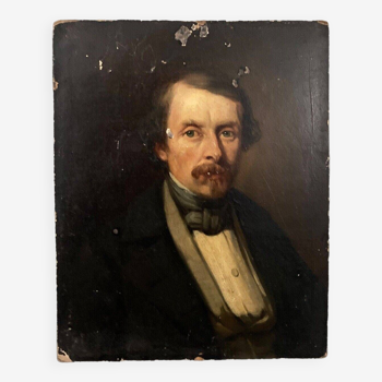 Oil on canvas portrait of a man Napoleon III signed with a cross and 1846