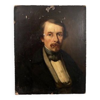 Oil on canvas portrait of a man Napoleon III signed with a cross and 1846