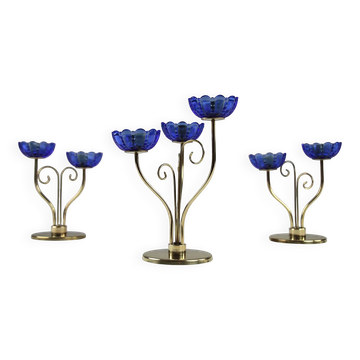 Set of three candle holders by Gunnar Ander for Ystad-Metall – Sweden, 1950s