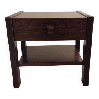 Brutalist bedside table in solid elm.