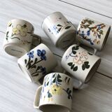 Set of 6 antique ceramic cups / mugs, refined floral patterns Made in China