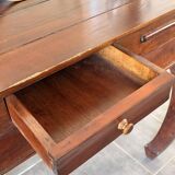 Solid wood console in colonial style – curved legs – drawer – 100x40x81cm
