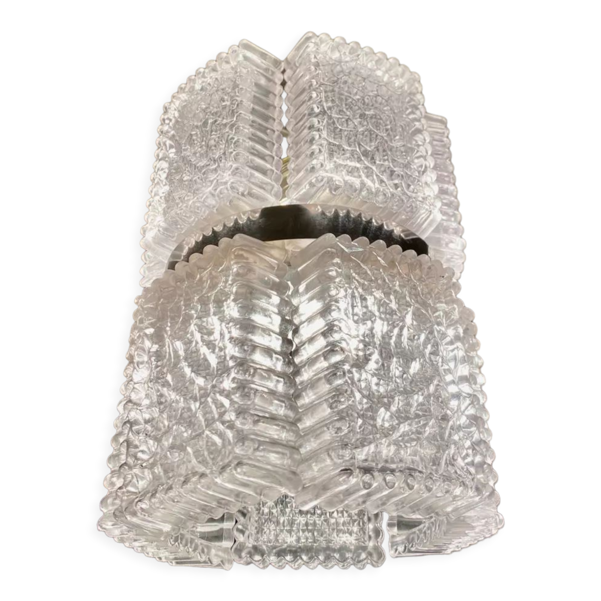 Chandelier by Kaiser Leuchten, frosted glass, Germany 1960