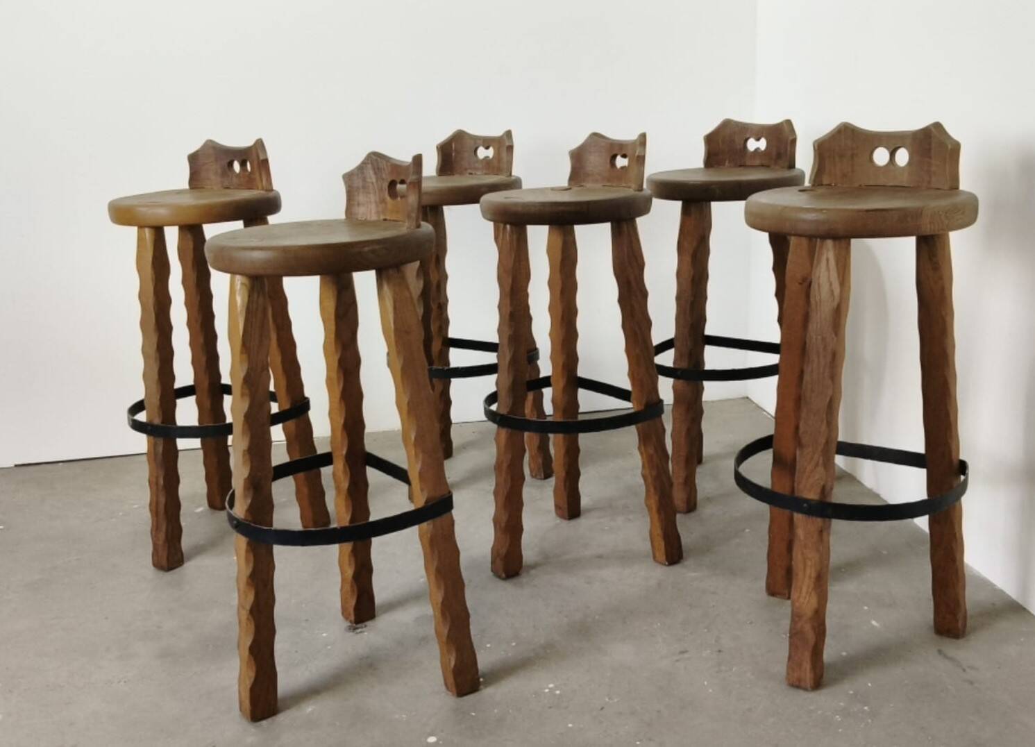Brutalist oak Barstools