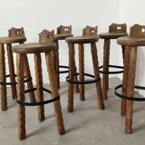 Brutalist oak Barstools