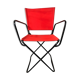 Old Folding Armchair Tube Metal Black + Red Fabric 70s Vintage