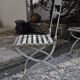 L M monogrammed metal garden chairs