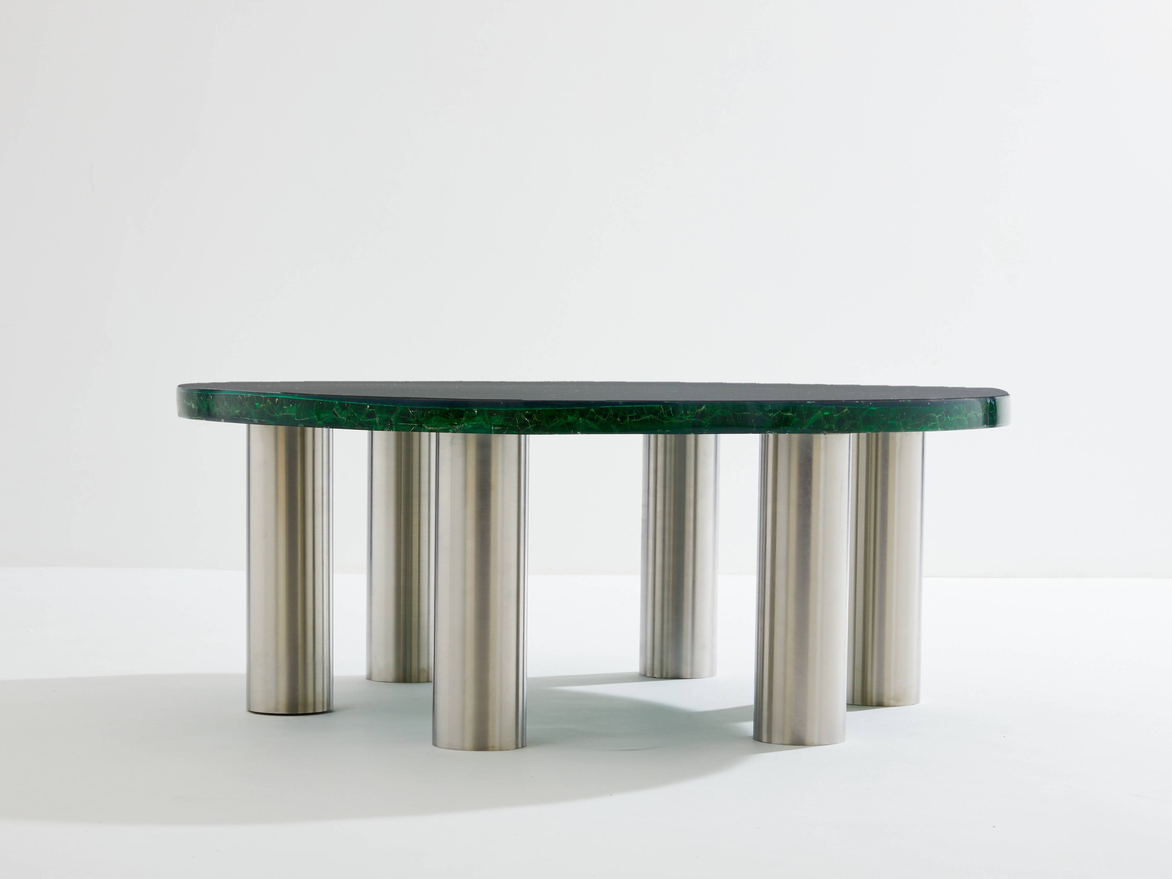 Marie-Claude De Fouquières coffee table fractal resin 1970