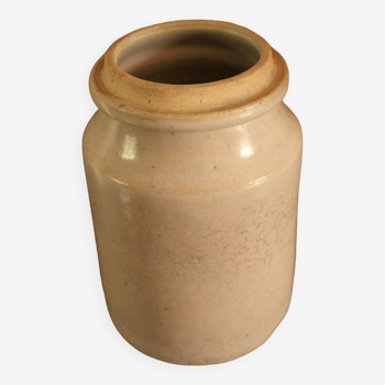 Vintage pink beige glazed stoneware pot