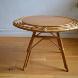 Vintage round rattan coffee table