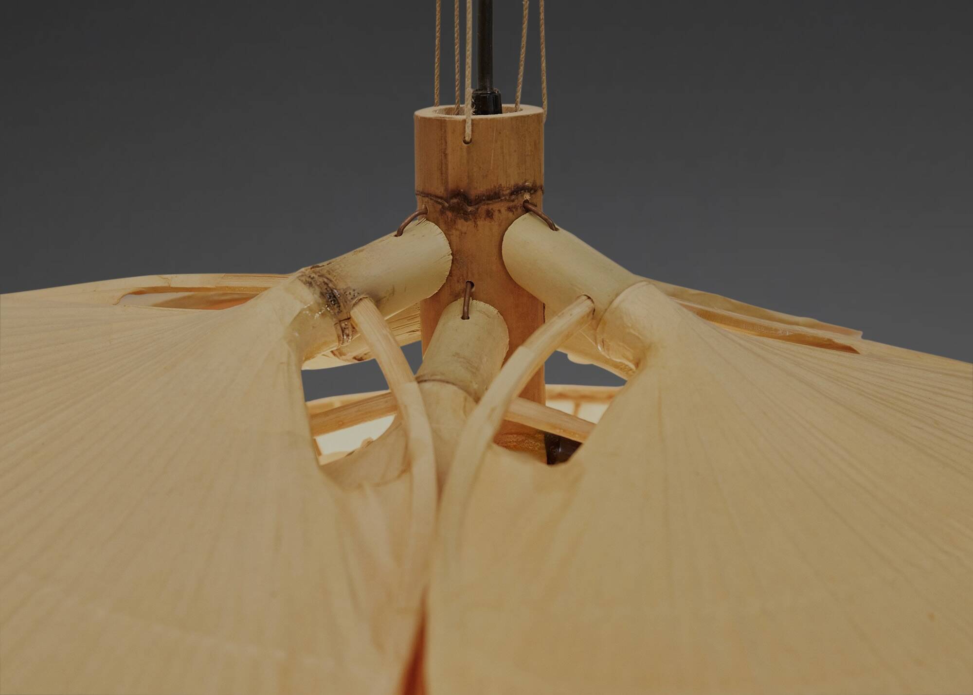 Rare Uchiwa Hana chandelier by Ingo Maurer – Japanese paper and bamboo