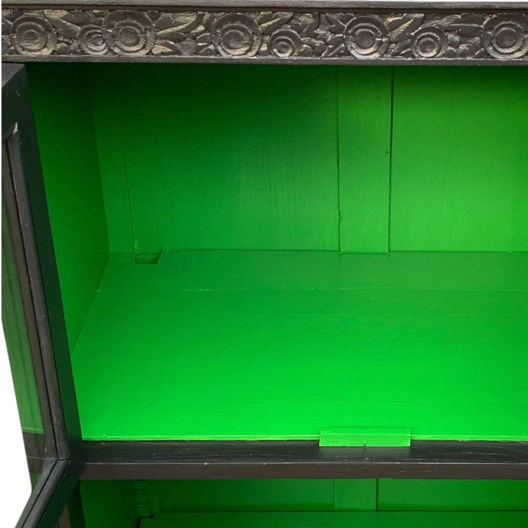 Parisian buffet with black glass front, Art Deco style, 1930