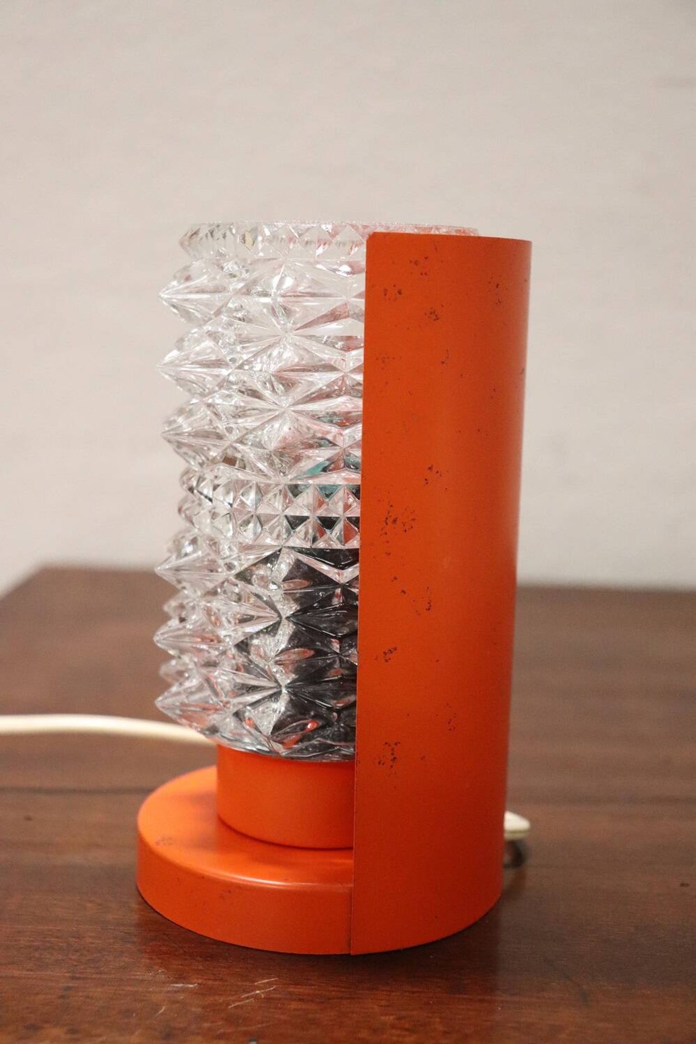 Murano Glass and Orange Metal Table Lamp, Italy, 1950s