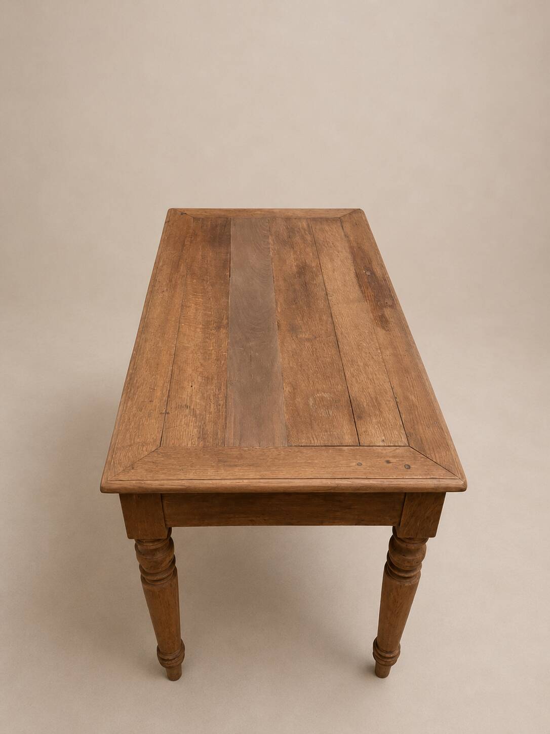 Antique farmhouse table in solid oak – Art Deco handles